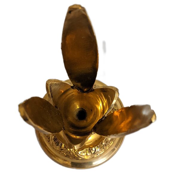 Vintage Solid Brass Candle Holder Ornate Floral Polished Collectible Decor - Picture 2 of 5